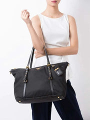 Saffiano Tote Bag Top Zip Tote Bag With Dust Bag (Black)