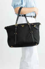 Saffiano Tote Bag Top Zip Tote Bag With Dust Bag (Black)