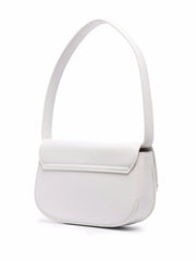 Leather Shoulder bag with strap (White)