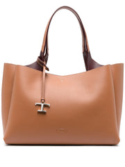 Brown Leather Structured Handbag