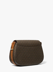 Medium Signature Logo Messenger Bag Brown