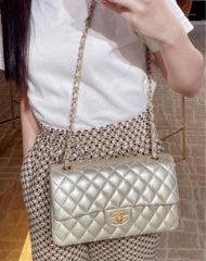 Jumbo Flap Shoulder Bag With OG Box & Dust Bag (Silver-795)