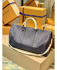 M58979 Keepall Bandoulire Somewhere Somehow Premium Monogram Unisex Duffle Bag With Dust Bag & Accessories (Blue - 682)