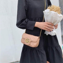 Mini GG Marmont Matelasse Shoulder Bag With OG Box & Dust Bag (Pink-908)