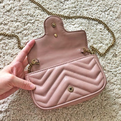 Mini GG Marmont Matelasse Shoulder Bag With OG Box & Dust Bag (Pink-908)