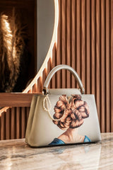 Premium Quality Leather Bag With OG Magnetic Box & Dust Bag & Extra Shoulder Strap (White - 713)