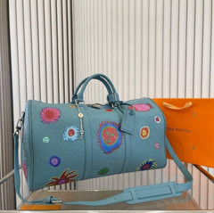 Keepall Bandoulire Premium Unisex Duffle Bag With Dust Bag & Accessories (Blue - 685)