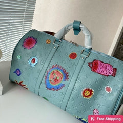 Keepall Bandoulire Premium Unisex Duffle Bag With Dust Bag & Accessories (Blue - 685)