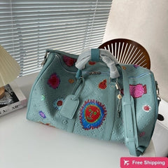 Keepall Bandoulire Premium Unisex Duffle Bag With Dust Bag & Accessories (Blue - 685)