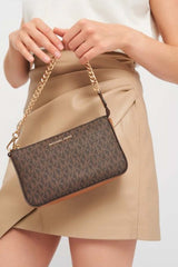 Chain Pouchette Bag With Dust Bag (Brown - 248)
