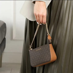 Chain Pouchette Bag With Dust Bag (Brown - 248)