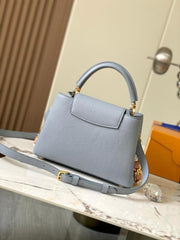 Capucines M23199 Premium Quality Leather Bag With OG Box & Dust Bag & Extra Shoulder Strap (Grey - 998)