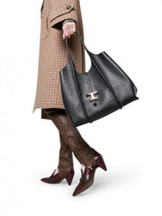 Timeless Premium Quality Leather Bag With Extra Pouch & OG Magnetic Box With Dust Bag (Black - 444)