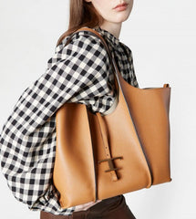 Timeless Premium Quality Leather Bag With Extra Pouch & OG Magnetic Box With Dust Bag (Tan - 446)