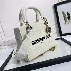 Lite Embroidery Luxurious Quality With OG Magnetic Gift Box & Dust Bag & Scarf (White-876)