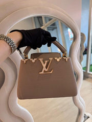 Capucines BB M25404 Premium Quality Leather Bag With OG Box & Dust Bag & Extra Shoulder Strap (Khaki - 995)