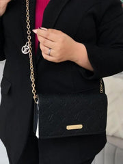 Lily Chain Monogram Premium Handbag With OG Box & Dust Bag (Black - 1180)