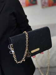 Lily Chain Monogram Premium Handbag With OG Box & Dust Bag (Black - 1180)