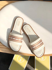 Sadler Slide Flats With OG Box & Dust Bag (White - 1099)