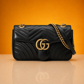 Black Shoulder Bag with Golden Chain