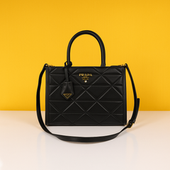 Leather Symbole Large Tote Bag With Dust Bag (Black-403)