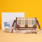 Beige Checks Cross Body Bag