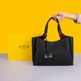 Classic Black Structured Handbag with Detachable Shoulder Strap