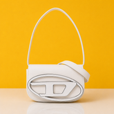 Leather Shoulder bag with strap (White)