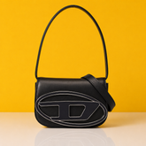 Leather Shoulder Bag with straps (Black)