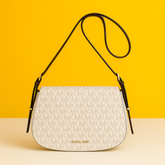 Medium Signature Logo Messenger Bag White