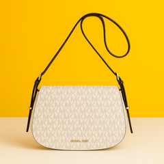 Medium Signature Logo Messenger Bag White