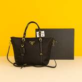 Top Zip Premium Tote Bag With OG Box & Dust Bag (Black-266)