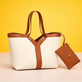Premium Canvas Tote with a pouch (Beige-brown )