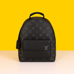 Black coated canvas backpack (Black )