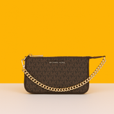 Chain Pouchette Bag With Dust Bag (Brown - 248)
