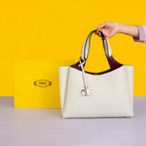 White Leather Satchel Bag with Top Handle & Hook Closure