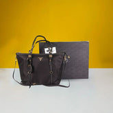 Saffiano Tote Bag Top Zip Tote Bag With Dust Bag (Black)