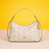 Sketch Signature Canvas Shoulder Bag (Golden-Ivory)
