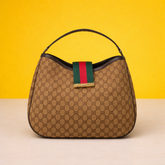 Classic Canvas Hobo Shoulder Bag with Signature Pattern