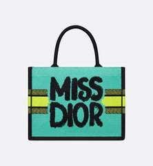 Medium Book Tote Two-Tone Green and Blue