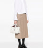 White Leather Satchel Bag with Top Handle & Hook Closure