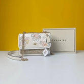 Klare Floral Embroidered Sling Bag with Chain Strap (White)