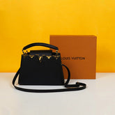 Premium Quality Leather Bag With OG Box & Dust Bag & Extra Shoulder Strap (Black - 301)