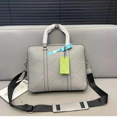Premium Embossed Briefcase Laptop Bag With Dust Bag (Embossed_Grey-1151)