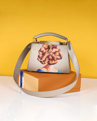 Premium Quality Leather Bag With OG Magnetic Box & Dust Bag & Extra Shoulder Strap (White - 713)