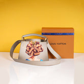 Premium Quality Leather Bag With OG Magnetic Box & Dust Bag & Extra Shoulder Strap (White - 713)