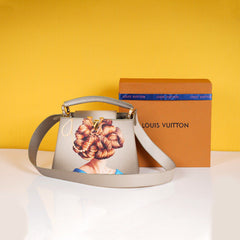 Premium Quality Leather Bag With OG Magnetic Box & Dust Bag & Extra Shoulder Strap (White - 713)