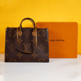 Monogram Tote – Premium Leather Finish with Dust Bag (Brown)