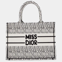 Medium Miss Book Tote Black and White