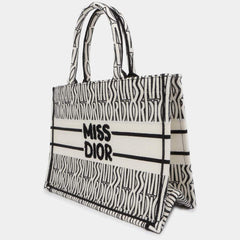 Medium Miss Book Tote Black and White
